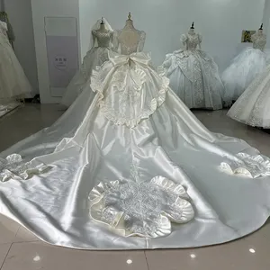 Factory <span class=keywords><strong>Outlet</strong></span> Jancember XS046 hermosos <span class=keywords><strong>vestidos</strong></span> de novia de cumpleaños con cuello cuadrado de satén con lazo - Product Image 5