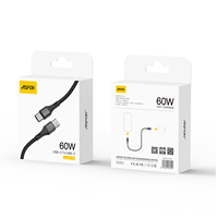 Kabel Data Berkualitas Tinggi 60W Tipe C ke Tipe C Panjang 1.2M untuk Pengisian Cepat Harga Pabrik Kabel USB ASPOR AC-19