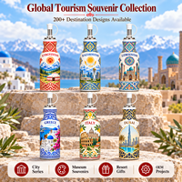 Bouteille d'huile d'olive en céramique souvenir du Kirghizistan, distributeur d'huile à motif ethnique kirghize avec design de repère asiatique pour boutique de souvenirs