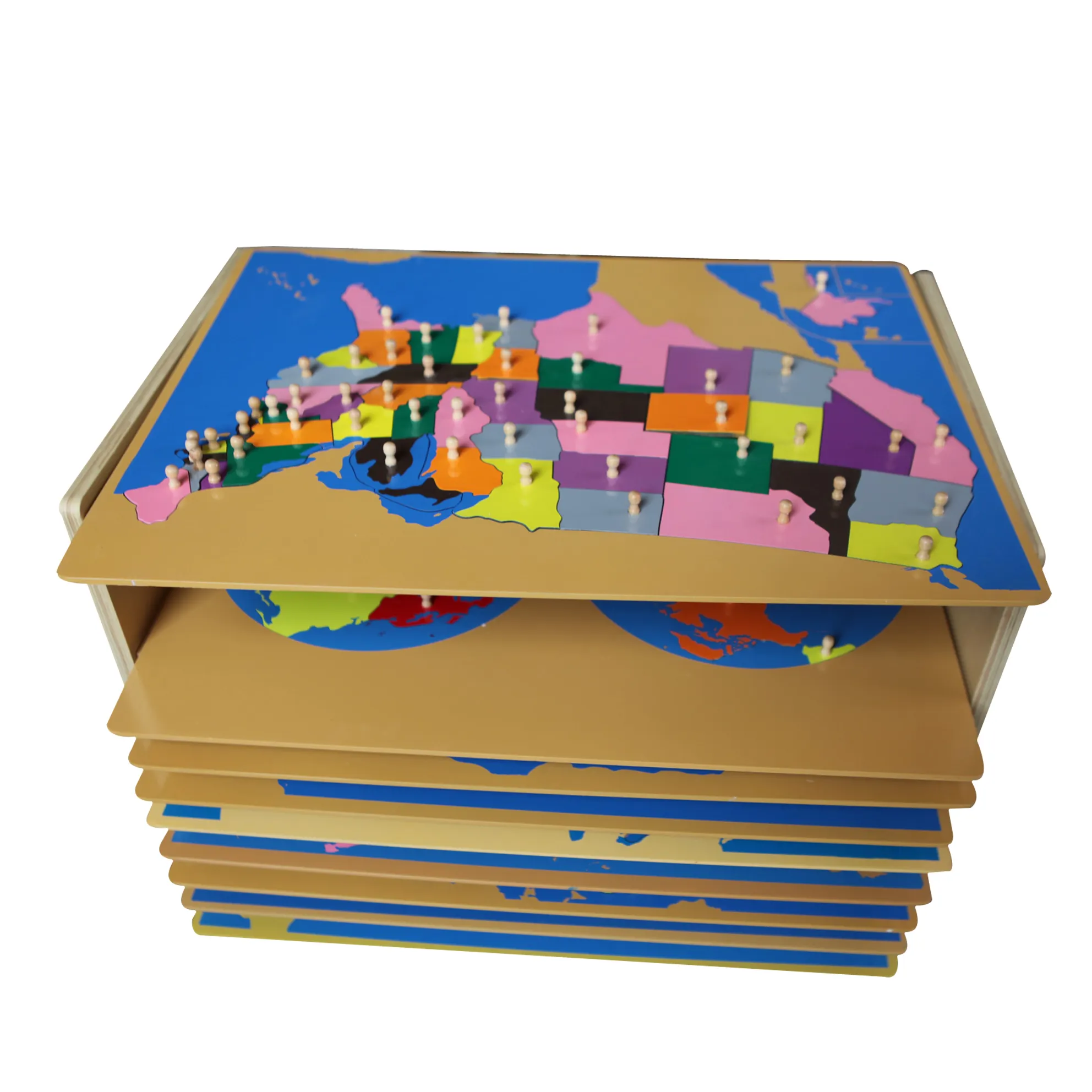 Per bambini in legno materiali montessori giocattoli educativi hobby Puzzle Mappe con Mobile