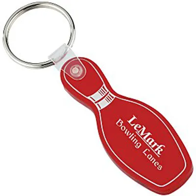 Promotional Translucent Bowling Pin Soft Keychain key ring tag key tag chain