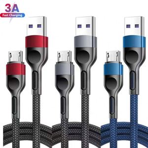Alloy Micro <b>USB</b> Type-C Braided Cable for iPhone 3A Fast Charging Nylon Charger Cable with Copper 3ft to 6ft Length Options - Product Image 1