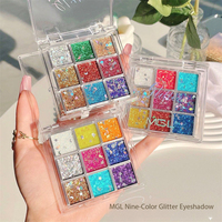 Palette de fards à paupières MGL Private Label Bestseller 3 couleurs, effet lumineux, métallique, pailleté, satiné, brillant, formule en poudre, pas de colle nécessaire