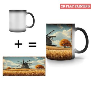 Frosted Black 11oz <b>Ceramic</b> Magic Mug Heat Sensitive Color Changing <b>Cup</b> For Outdoor Hiking Drinking - Product Image 4