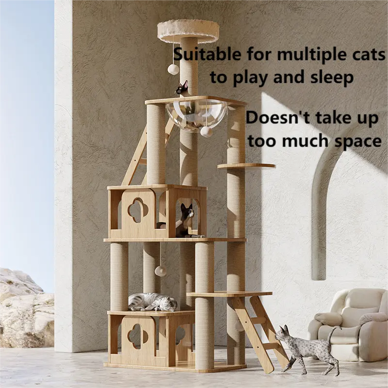 Çok fonksiyonlu yükseltilmiş kedi tırmanma çerçevesi (pet yuva/uzay kapsülü/kedi tırmanma ağacı) pet oyuncak