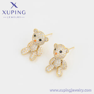 BLE-2169 و Xuping موضة 2022 الجملة غرامة مجوهرات الأطفال حزب مجوهرات الاصطناعية تشيكوسلوفاكيا 3A + 14K الذهب اللون قرط الاذن المرصع - Product Image 4