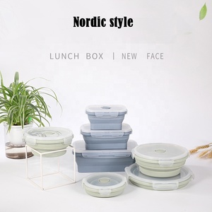 Bộ Hộp Cơm Trưa Gấp Được Nhiều Kiểu Dáng Và Kích Cỡ Bằng Silicon Hộp Đựng Thực Phẩm Gấp Gọn Có Nắp Hộp Cơm Trưa Di Động - Product Image 2