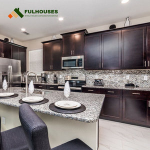 탄 로그 부엌 캐비닛 고급 주방 다크 브라운 나무 캐비닛 부엌 용 - Product Image 5