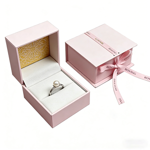 Luxury Custom Magnetic Closure Gift Box with Insert Bow Ribbon for Ring Jewelry Packaging - Product Image 1