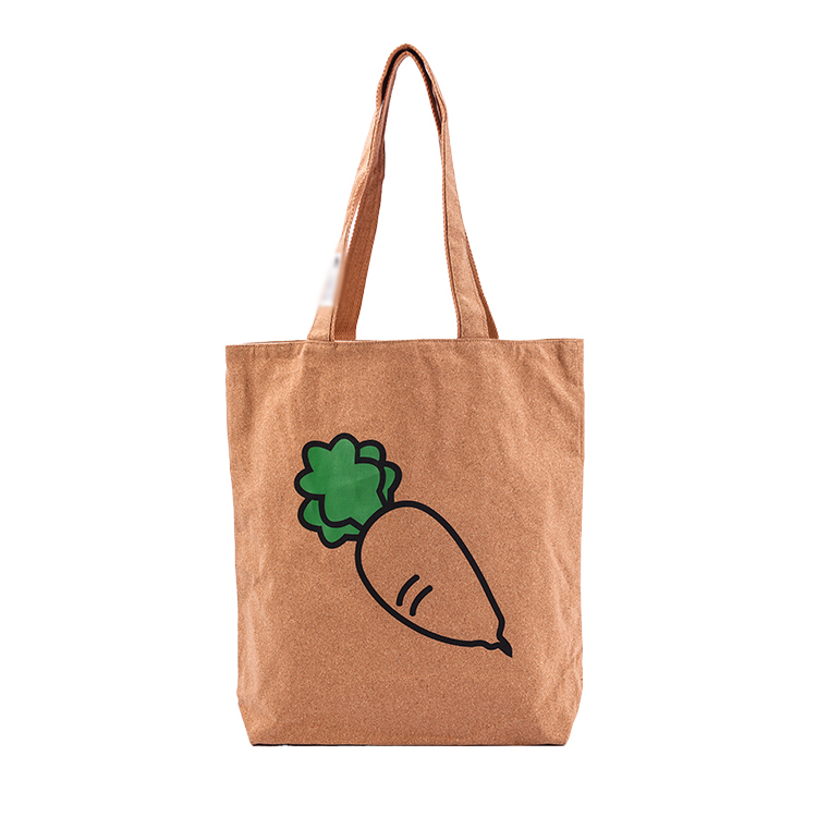 Women's High Quality Brown Cartoon Beach Washable Cork Leather Tote Shopping Bag with Eco-Friendly Shoulder Strap