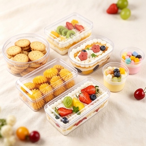 Récipient pratique pour collations en plastique PET de qualité alimentaire avec couvercle verrouillable pour biscuits, bonbons, noix, fruits secs, desserts, emballage alimentaire - Product Image 2