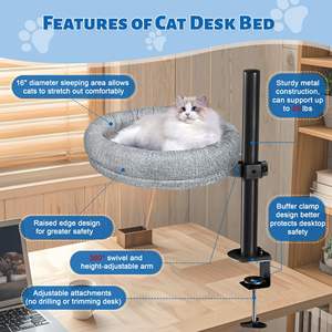 Großhandel Haustier Hängematte Bett Cama Para Gatos Einfach zu justieren und zu montieren Katze Schreibtisch Nest Katze Schreibtisch Bett 360 rotierende Katze Bett für Schreibtisch - Product Image 3