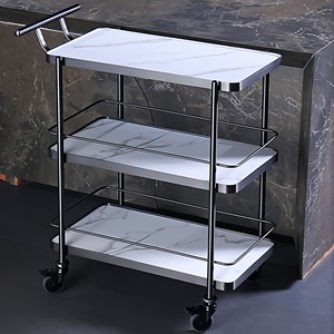 Chariot <span class=keywords><strong>de</strong></span> service multifonctionnel Maokangyun MC2 pour la restauration, les hôtels, les boissons et les aliments, à pousser à la main, silencieux, mobile, en métal, à 4 roues, durable, pour les KTV et les clubs - Product Image 2