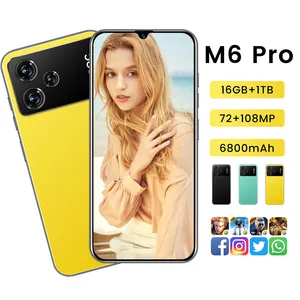 Vente chaude pas cher M6Pro 5G téléphone mobile cellulaire 7.3 pouces FHD grand écran 72mp + 108mp beauté caméra support AI téléphone intelligent