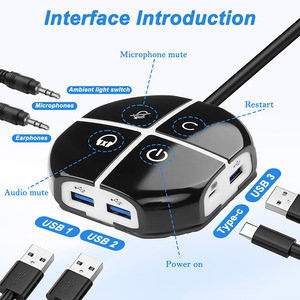 KVM Switch <b>USB</b> 3.0 2 Port Audio <b>Control</b> Desktop Computer Host Power Switch - Product Image 3