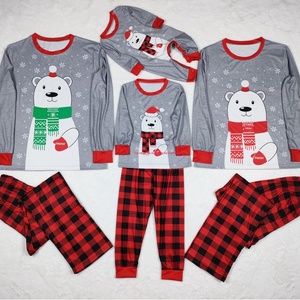 Conjunto de pijamas navideños a juego para la familia con estampado de oso <span class=keywords><strong>polar</strong></span> y cuadros de búfalo, camiseta de manga larga y pantalones para Nochebuena - Product Image 5
