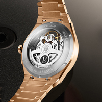 Montre homme Bonest Gatti Tourbillon, verre saphir, mouvement mécanique apparent, acier inoxydable, étanche, automatique, BG8014