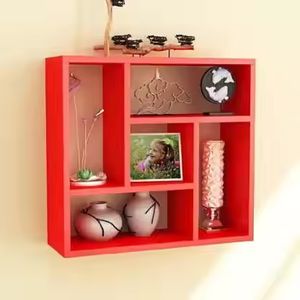 La librería de madera maciza moderna de Du, diseño montado en la pared, ahorro de espacio, acabado rojo, moderno y elegante - Product Image 2