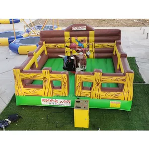 Tour mecânico inflável 18'x18' para crianças e adultos, desafio de equilíbrio para festas de carnaval, passeio de cowboy