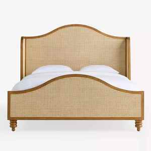 Lit à quatre poteaux en bois massif avec poteaux sphériques en chêne blanc, lit double de style japonais simple pour chambre principale - Product Image 1