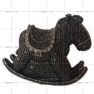 Bolso de mano de noche con diseño de caballo balancín y pedrería para mujer, elegante y deslumbrante, ideal para fiestas y salidas nocturnas. - Product Image 3