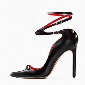 Custom Women's High Heels Sexy Ankle Wrap Straps Stiletto Sandals Metal Ornament Cut Out Summer <b>Shoes</b> Pumps - Product Image 4