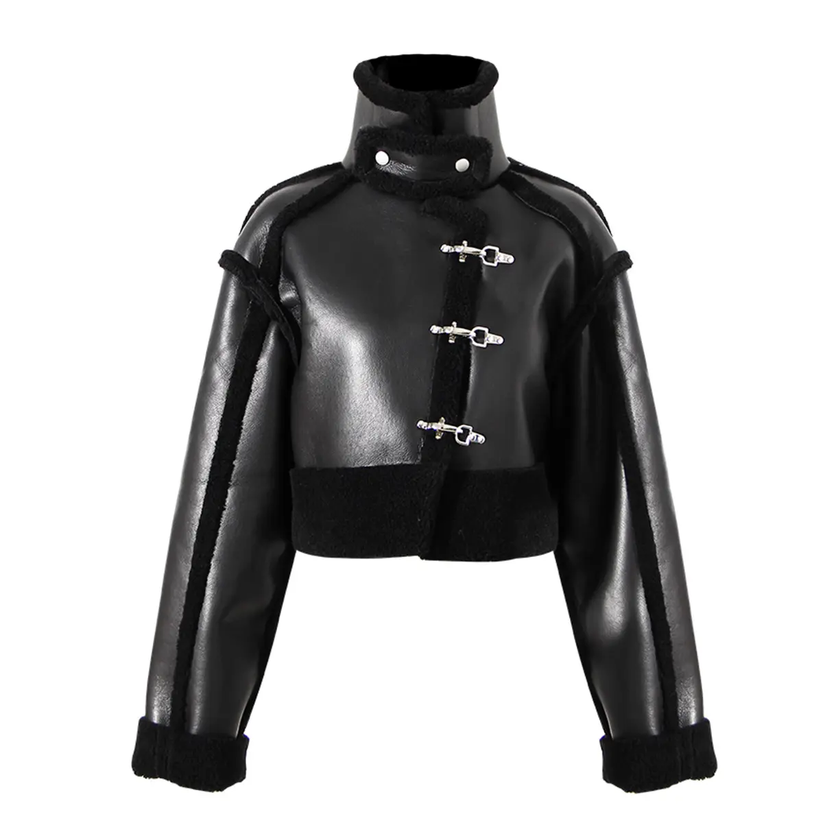 Winter Clothes For Women Motorcycle Style Thickened Coat Stand Collar Short Aircraft Buckle Niche Design Sense Top Ladies Jacket