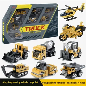 Bán buôn 1:64 hợp kim <span class=keywords><strong>Diecast</strong></span> Đồ chơi thiết lập trẻ em kỹ thuật Series-6-mảnh xe tải máy xúc xe nâng Mixer mô hình cậu bé món quà - Product Image 2