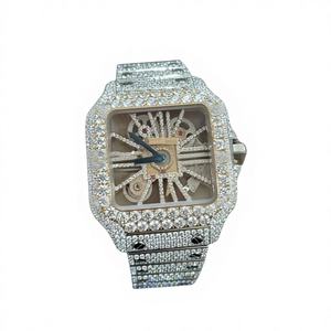 Reloj de Lujo de Acero Inoxidable con Diamantes de Moissanita, Diseño Hip Hop para Hombre, Hecho a Mano con Detalles de Diamantes, Cristal con Resistencia al Agua de 10 Bares - Product Image 1