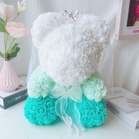 Ours en Peluche Rose Design Populaire 2025 de 25 cm avec Boîte Cadeau, Cadeau de Saint-Valentin Ours en Mousse Rose Fleur Artificielle