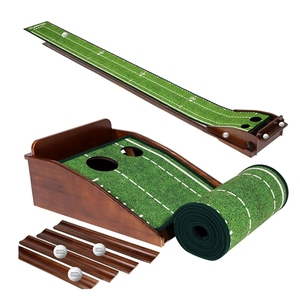 Mise à niveau des <span class=keywords><strong>mini</strong></span> jeux Retour automatique <span class=keywords><strong>de</strong></span> la balle Vert <span class=keywords><strong>Golf</strong></span> Putting Practice Trainer <span class=keywords><strong>Golf</strong></span> Putting Green Mat avec 2 trous - Product Image 1