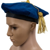 Birrete de Graduación Doctoral de Terciopelo Negro de 6 y 8 Lados