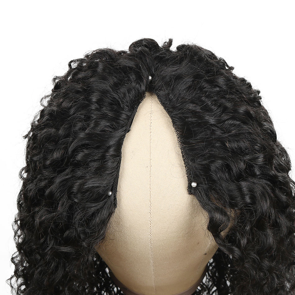 curly v part wig
