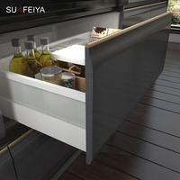 SOFEYIA disesuaikan abu-abu akrilik UV pernis MDF Carcase lemari dapur wastafel lembut menutup engsel keran kaca rumah Prefab