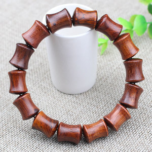 สร้อยข้อมือไม้ไผ่ลายไม้โรสวูด 12x15 มม. 14 เม็ด เครื่องประดับสไตล์ชาติพันธุ์สำหรับผู้ชายและผู้หญิงสวมใส่ได้ทุกวัน - Product Image 2