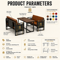 Ensemble de mobilier pour restaurant de restauration rapide avec banquettes, tables à manger, chaises, taille et couleur personnalisées pour les chaînes de restaurants QSR
