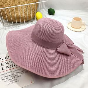 Wholesale Beach Seaside Vacation <b>Summer</b> Women <b>Straw</b> <b>Hat</b> Bowknot Wide Brim <b>Summer</b> Beach Floppy Gorras - Product Image 5