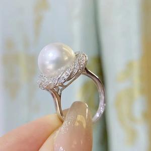 Collier pendentif en argent S925 avec perle ronde de 11-12 mm, ensemble de deux pièces avec bague, bijoux en argent épais et atmosphérique - Product Image 2