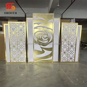 ฉากหลังแต่งงานแบบอินเดียเรียบอะคริลิคสีทองฉากหลังแต่งงานฉากหลังตกแต่งเวทีซุ้มอะคริลิค - Product Image 5