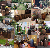 Table d'appoint rustique en bois de fût de vin avec bandes métalliques, table d'appoint en bois massif pour la maison, le jardin, le bar, la terrasse