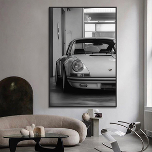 Affiches anciennes impression sur <span class=keywords><strong>toile</strong></span> noir et blanc Vintage Wall Art classique vieilles peintures de voitures pour la décoration intérieure - Product Image 1