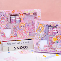 Caja de Regalo de Papelería Kawaii Personalizada al por Mayor, Juego de Cintas Adhesivas Washi, Kit de Scrapbooking de Dibujos Animados con Bloc de Notas de Hojas Sueltas y Bolígrafo de Gel