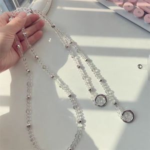 Elegantes Damen-Handyband mit Silberperlen Personalisiertes Modisches Schlüsselband mit Transparenter Perlenkette - Product Image 2