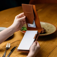 Porte-Billets et Porte-Reçus en Cuir Véritable, Porte-Service Manuel et Porte-Reçus Tendance pour Serveurs, Housse de Menu de Luxe pour Restaurants et Hôtels