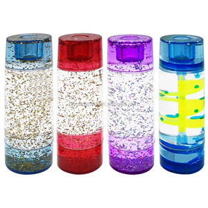 Mainan autisme sensorik tabung Glitter perak dengan hadiah Dekorasi Desktop baru lampu LED - Product Image 3