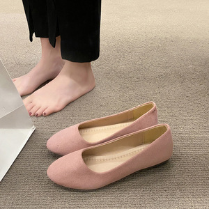 Zapatos planos de gamuza para mujer, zapatos de tacón bajo puntiagudos de Color sólido, zapatos de tela viejos de Beijing para perezosos - Product Image 2