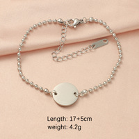 Bracelet en acier inoxydable plaqué or avec perles et pendentif rond à 2 trous, bijou à graver