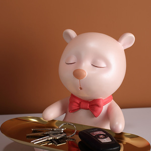Porta Llaves con Forma de Oso, Bandeja Rosa de 7 Pulgadas, Adorno Multifuncional para Decoración del Hogar - Product Image 3