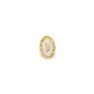 Fashion <b>Ring</b> 316L Stainless Steel PVD Gold Plating Sustainable Resistant Oval Design With Feather Detail - Product Image 1