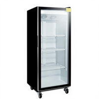 Kulkas Minuman Hitam dengan Pintu Kaca, Dapat Dikunci, Pintu Tutup Otomatis, Bahan Stainless Steel untuk Bar Pub